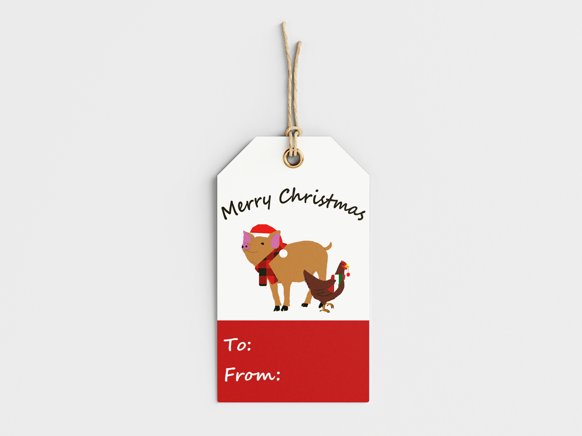 Pig Christmas Gift Labels, 42 Self Adhesive Farm Animal Stickers, 2 A4  Sheets, Matte Finish, Great Gift Tags for Presents/party Bags 